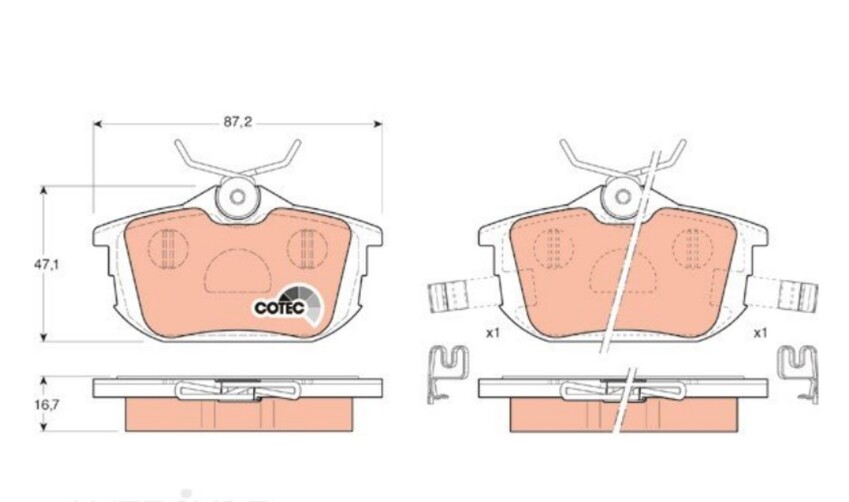 TRW Brake Pad Set Rear For Volvo V40 T4 SE 1.8L/1.9L/2.0L B4204T5/B4204T2/B4204S