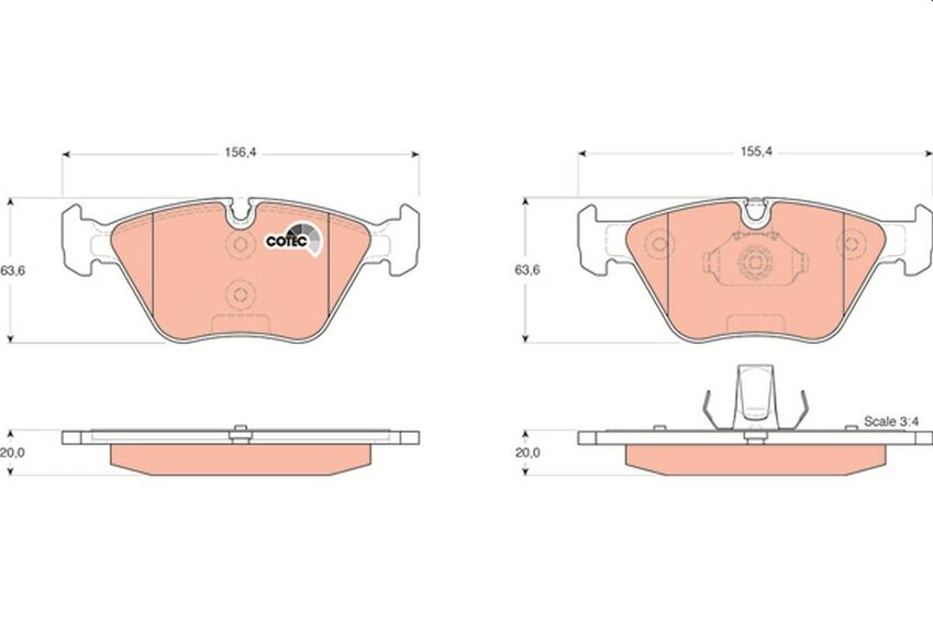 TRW Front Brake Pad Set For BMW 3 E46 330i, 330d, 330Ci, 325i 2.5L/3.0L