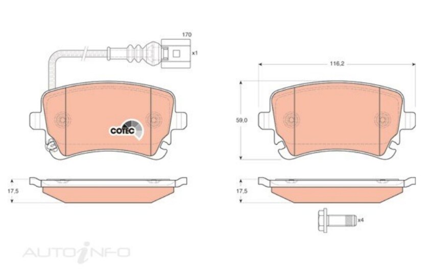 TRW Brake Pad Set Rear For Volkswagen Transporter SWB, LWB 7L/7H 1.9L/2.0L/2.5L