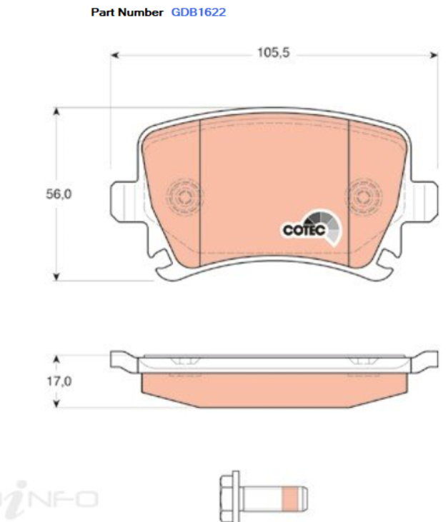 TRW Brake Pad Set For Audi A3 A4/Skoda Yeti/Volkswagen Caddy - GDB1622