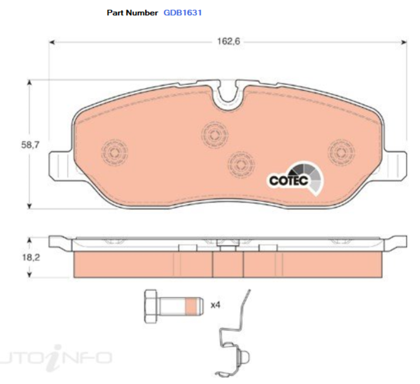 TRW Brake Pad Set For Land Rover Discovery/Range Rover Sport 2.7L,4.0L - GDB1631