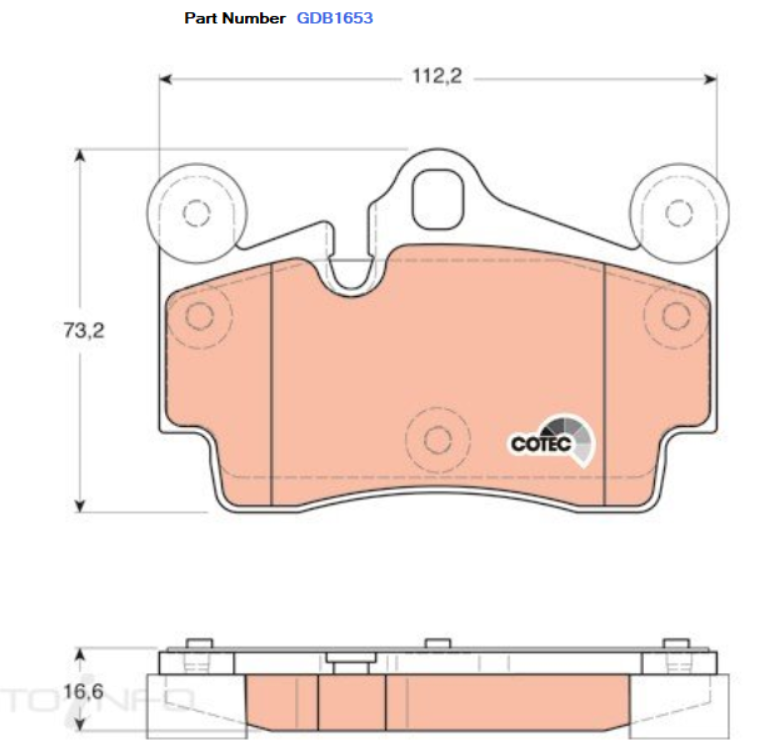 TRW Brake Pad Set For Audi Q7 Volkswagen Touareg 3.9L,3.2L,3.0L - GDB1653