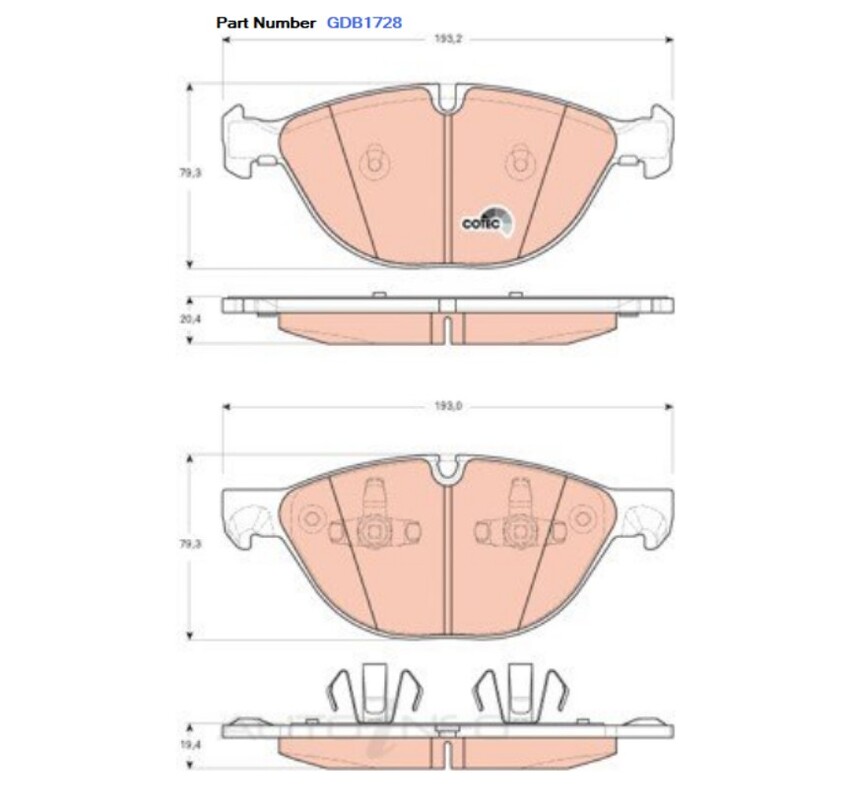 TRW Brake Pad Set Rear For BMW X5 E70 F15 4.8L/3.0L/4.4L, X6 F16 E71 3.0L/4.4L