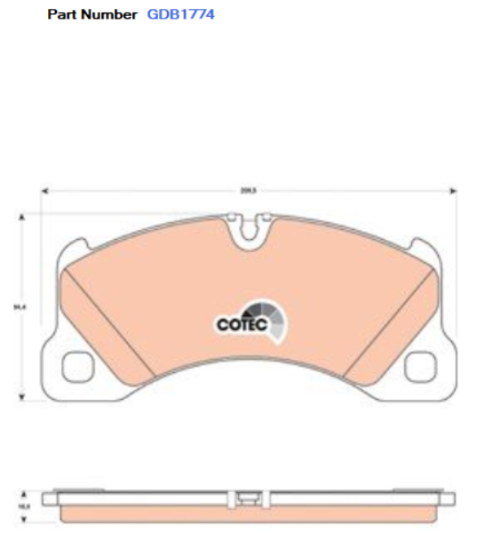 TRW Brake Pad Set For Volkswagen Touareg R50 4.9L,3.0L Mid-Size Disel - GDB1774