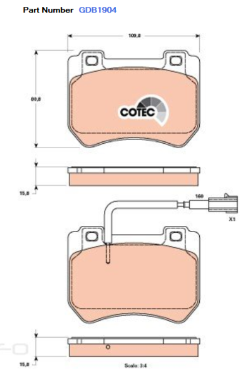 TRW Brake Pad Set For Alfa Romeo 159,Brera,Spider 1.9L,2.2L - GDB1904