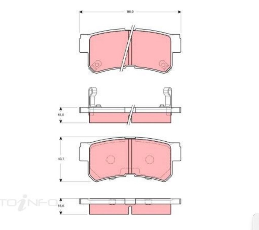 TRW Brake Pad Set Front For Hyundai Santa FE SM/ Trajet FO 2.0L/2.7L V6 -GDB3258