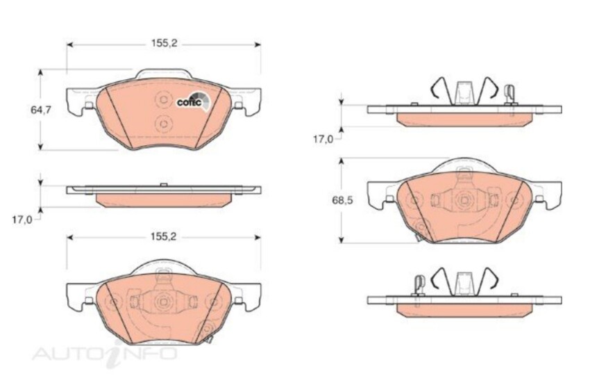TRW Brake Pad Set Front For Honda Accord Euro CL 2.4L Petrol K24A3 4D Sedan