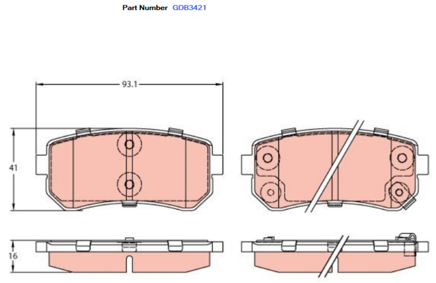TRW Brake Pad Set For Hyundai Accent Kona / Kia Cerato,Sonata 2.0L,2.4L