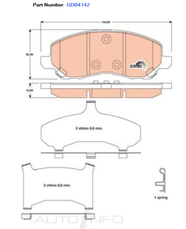 TRW Brake Pad Set For Chrysler Sebring/Jeep Patriot/ Toyota Prius - GDB4142