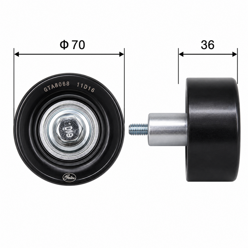 Gates DriveAlign Idler Pulley For Foton Sauvana 2.8L/130KW 4WD Diesel -38843 
