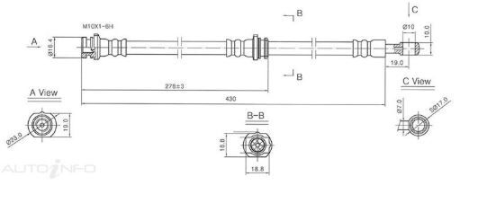 Bosch Hydraulic Hose Front For Nissan Vanette C120 C20 1.2L/1.5L/12L A12, 8V