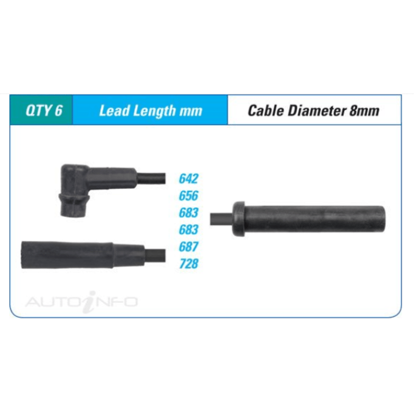 PAT Ignition Lead Set For Ford Fairmont AU1 4.0L 4 Door Sedan, Wagon