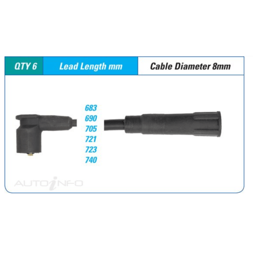 PAT Ignition Lead Set For Ford Falcon XL, XLS, XR6, LPG AU2, AU3 4.0L 