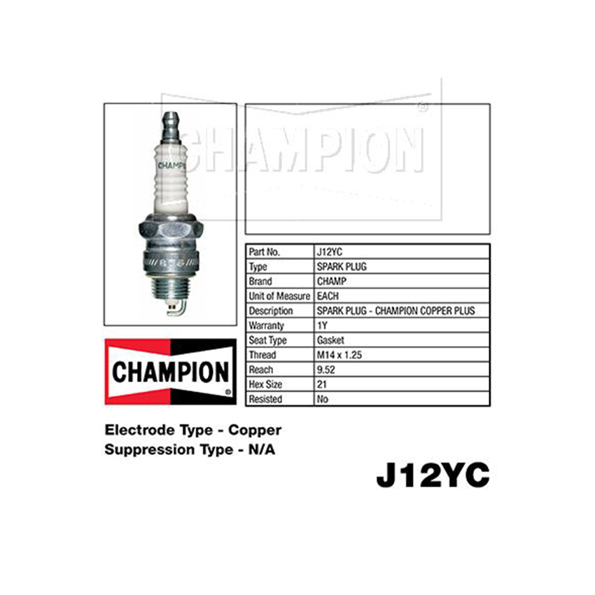 J12YC Copper Plus Spark Plug for HOLDEN EARLY-HOLDEN HK HK MONARO HQ MONARO HQ STATESMAN HT HT MONARO