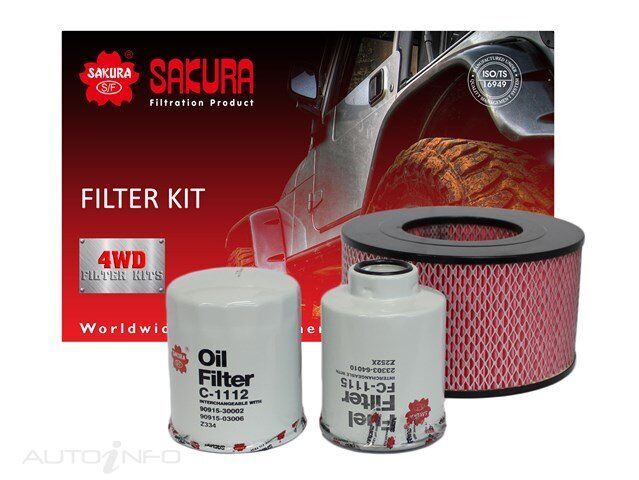 Sakura 4WD Filter Kit For Hilux SR5 LN147R/152R/167R/172R,KZN165R/KZN165R 3.0L