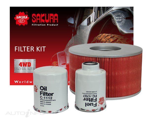 Sakura 4WD Filter Kit For Toyota Landcruiser VX HDJ101R 4.2L 1HDFTE