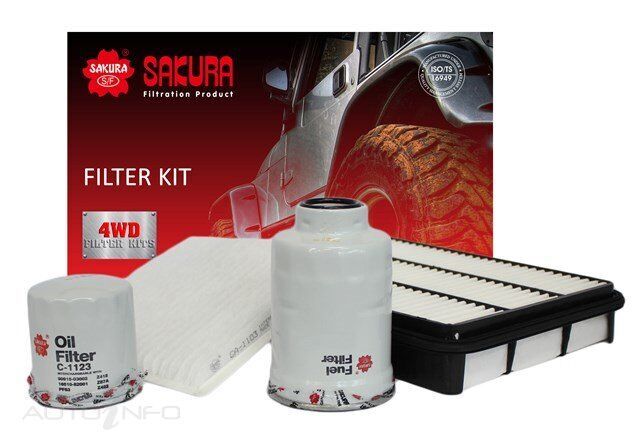 Sakura 4WD Filter Kit For Toyota Landcruiser Prado KDJ120R 3.0L 1KDFTV