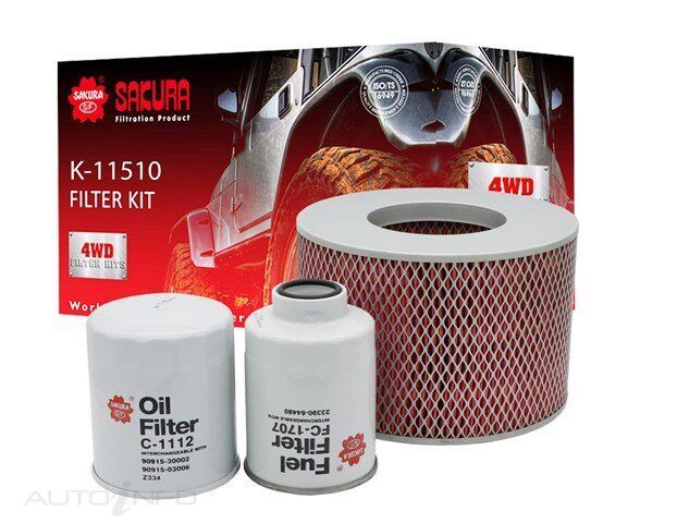 Sakura 4WD Filter Kit For Toyota Landcruiser HZJ105R 4.2L 1HZ 4D SUV Full-Size