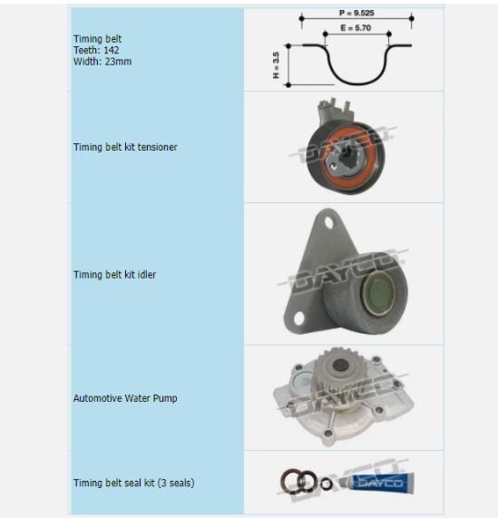 Dayco Timing Belt Kit With Water Pump For Volvo V70R P2 P80 2.5L/2.3L/2.4L 20V