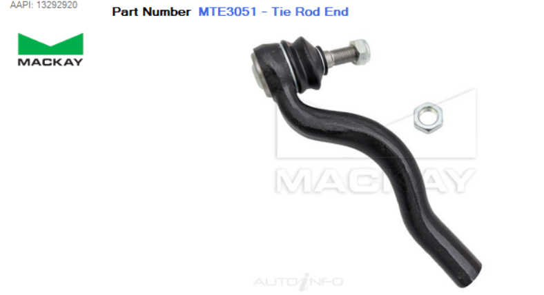 Mackay Tie Rod End  For Jeep Grand Cherokee WK 3.6L ERC,EXF - MTE3051