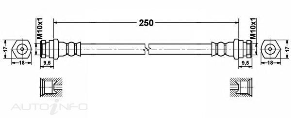 PBR Hydraulic Hose - Rear For Ford Festiva WB WD 1.5L B5 I4 16V SOHC