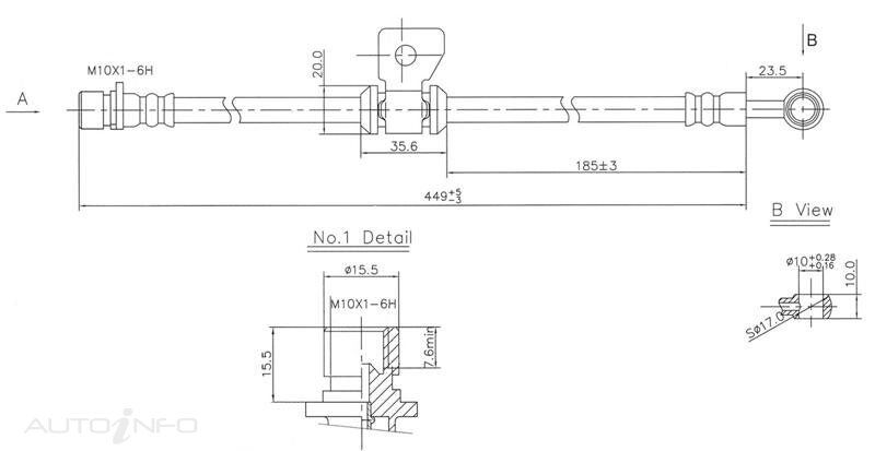 PBR Hydraulic Hose - Rear For Honda Prelude AB SN 1.8L ET I4 12V SOHC
