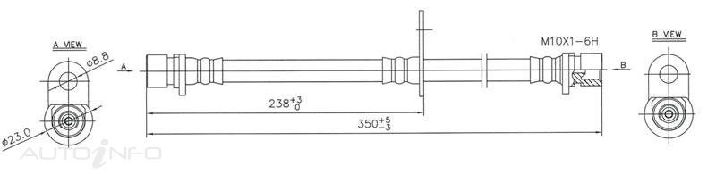 PBR Brake Hose For Mazda 6 Estate GH 2.2L Diesel R2AA  - H1837