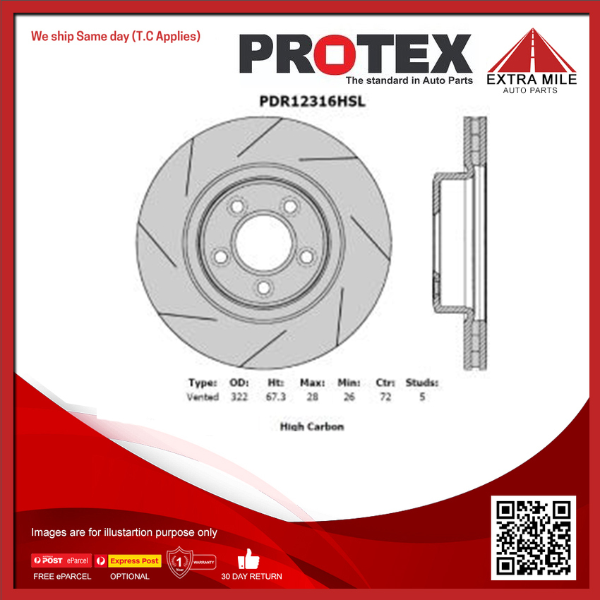 Protex Disc Brake Rotor Front Left For Ford Territory SX, SY, SZ 4.0L/2.7L