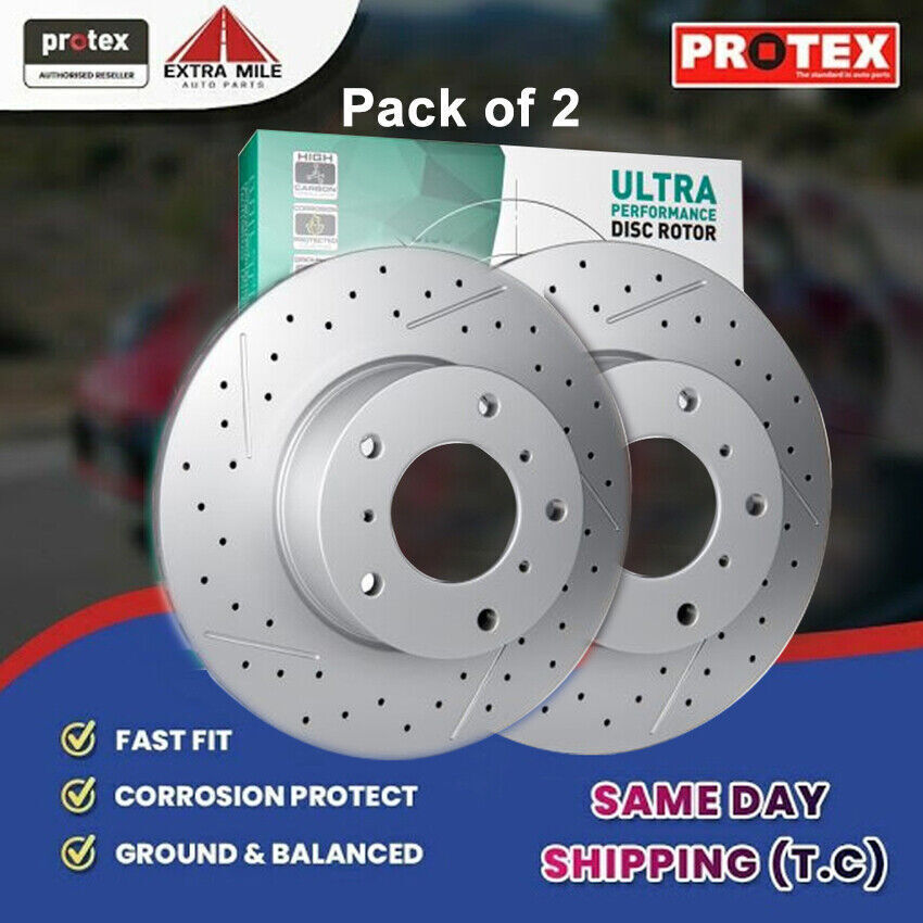 2X Protex Slotted Disc Rotor Front LH & RH For Ford Falcon FG/BF/FG X 2.0L/4.0L