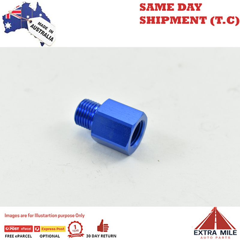 METRIC MALE M10 X 1.0 TO 1/8 NPT FEMALE ADAPTER Blue
