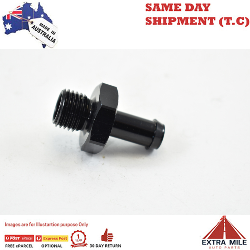 METRIC MALE M 14 X 1.5 TO BARB 3/8 Black