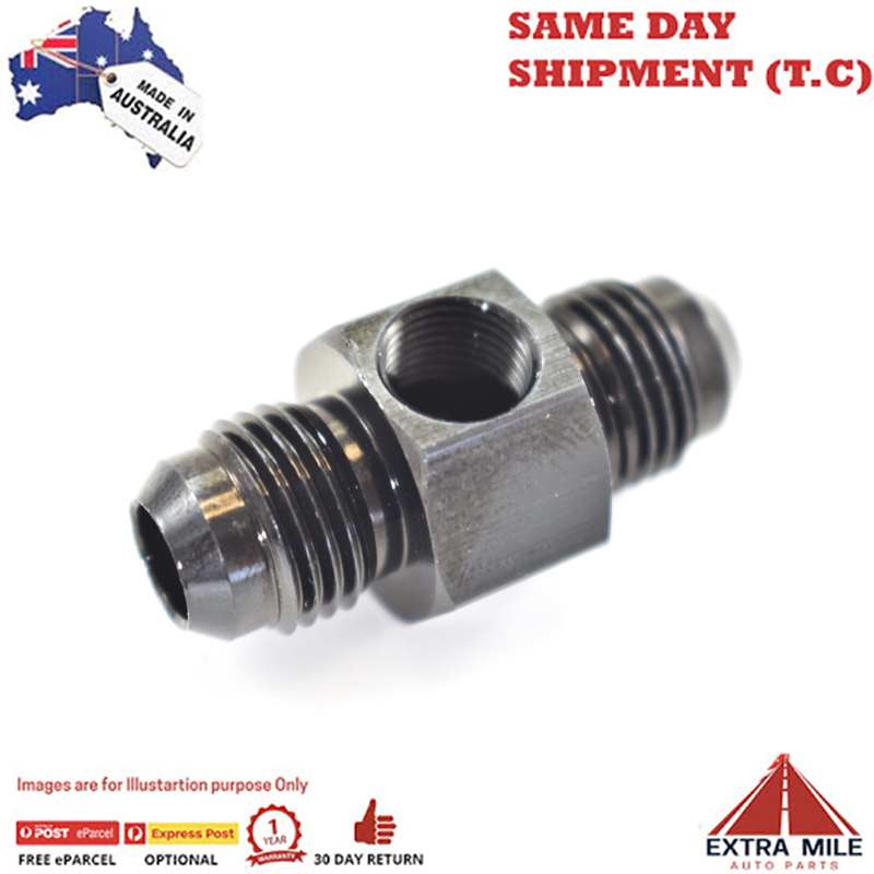 FLARE AN -6 TO -6 WITH 1/8 NPT GAUGE PORT Black