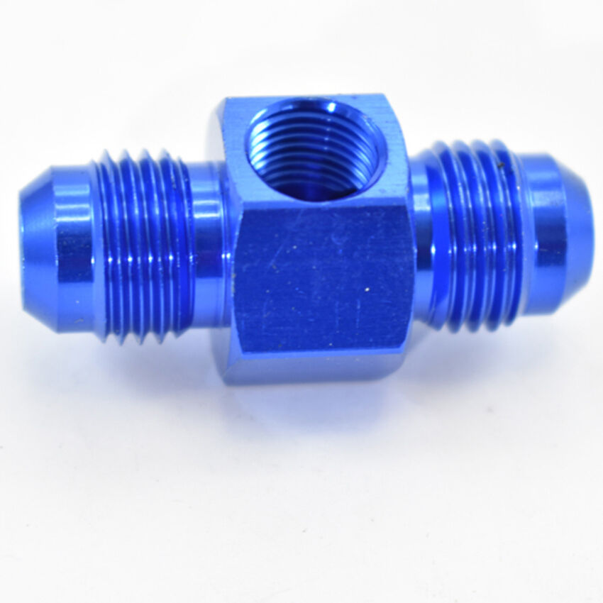 FLARE AN -6 TO -6 WITH 1/8 NPT GAUGE PORT Blue