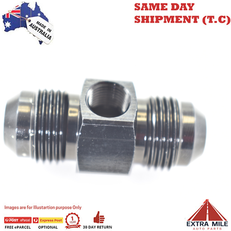 FLARE AN -8 TO -8 WITH 1/8 NPT GAUGE PORT Black