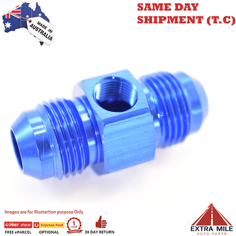 FLARE AN -8 TO -8 WITH 1/8 NPT GAUGE PORT Blue