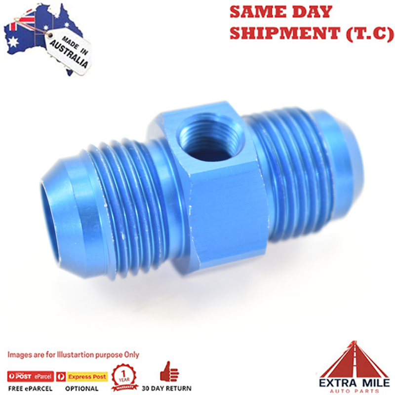 FLARE AN -10 TO -10 WITH 1/8 NPT GAUGE PORT Blue