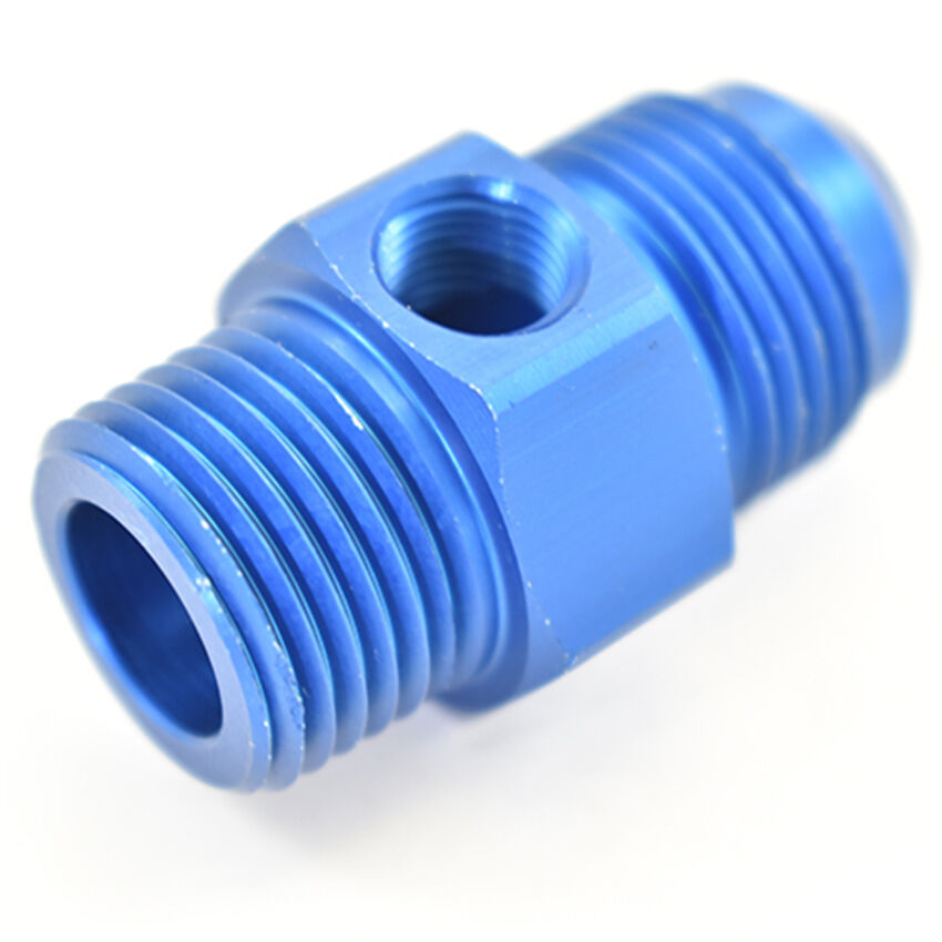 1/2 NPT MALE TO MALE FLARE -10 WITH 1/8 NPT GAUGE PORT Blue