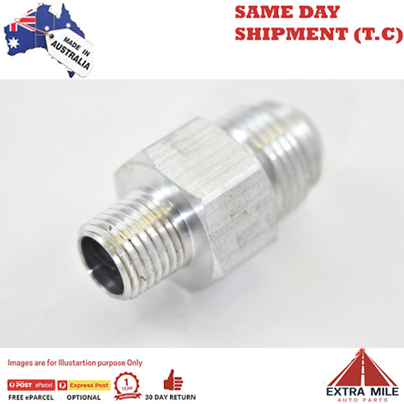 1/4 NPT MALE TO MALE FLARE -8 WITH 1/8 NPT GAUGE PORT White