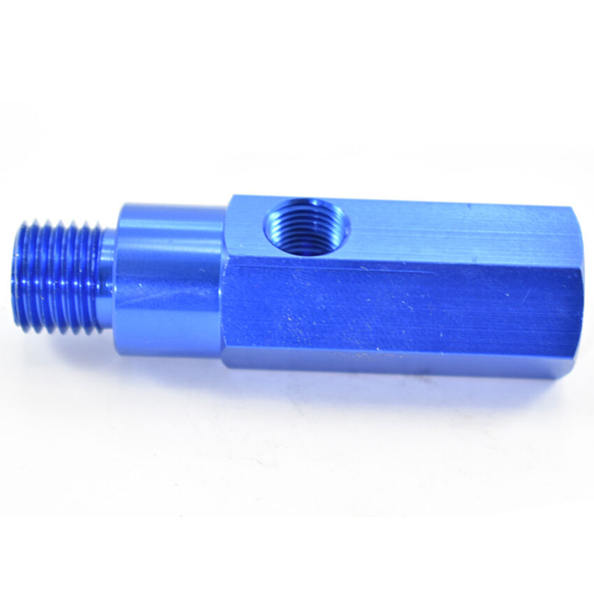 OIL PRESSURE TEE M14x1.5 WITH 1/8 NPT GAUGE PORT Blue