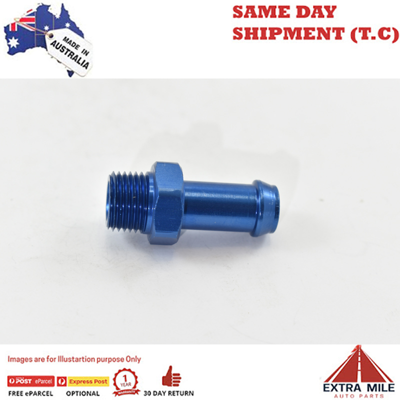 PIPE MALE 1/8 NPT TO BARB 5/16 Blue