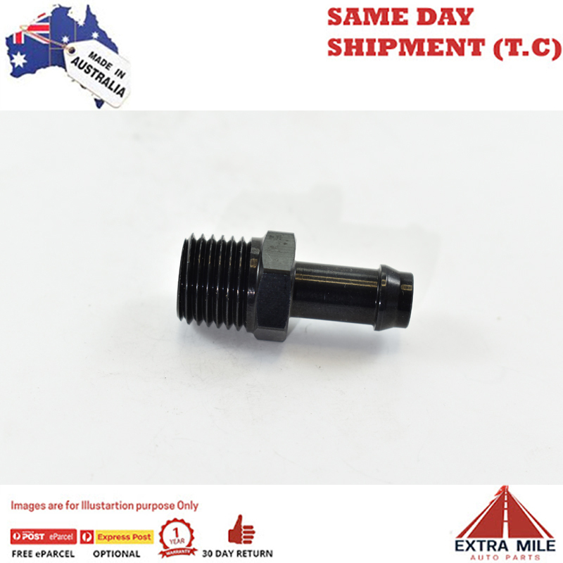 PIPE MALE 1/4 TO BARB 5/16 Black