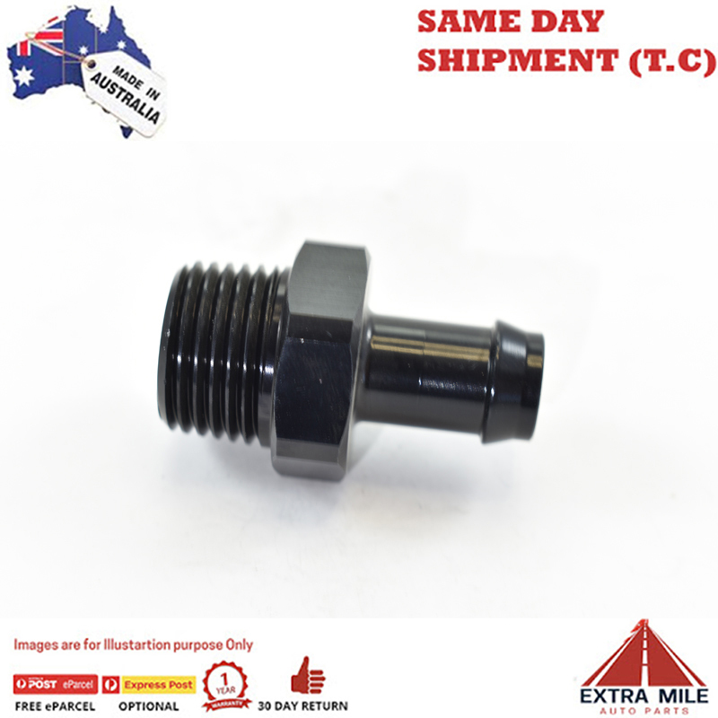 PIPE MALE 1/2 NPT TO 1/2 BARB Black