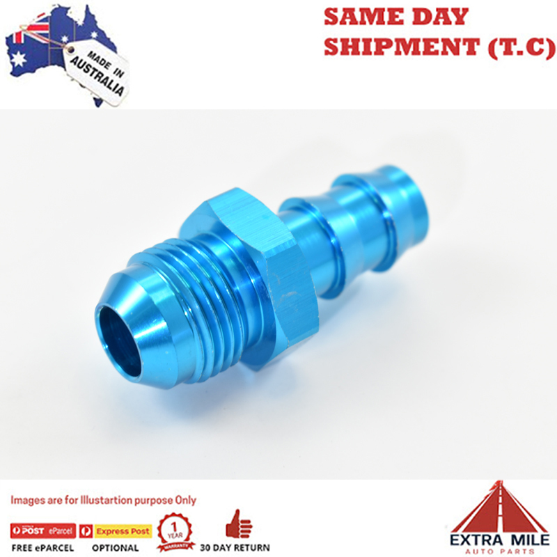 MALE FLARE AN -10 TO BARB 5/8 double barb Blue