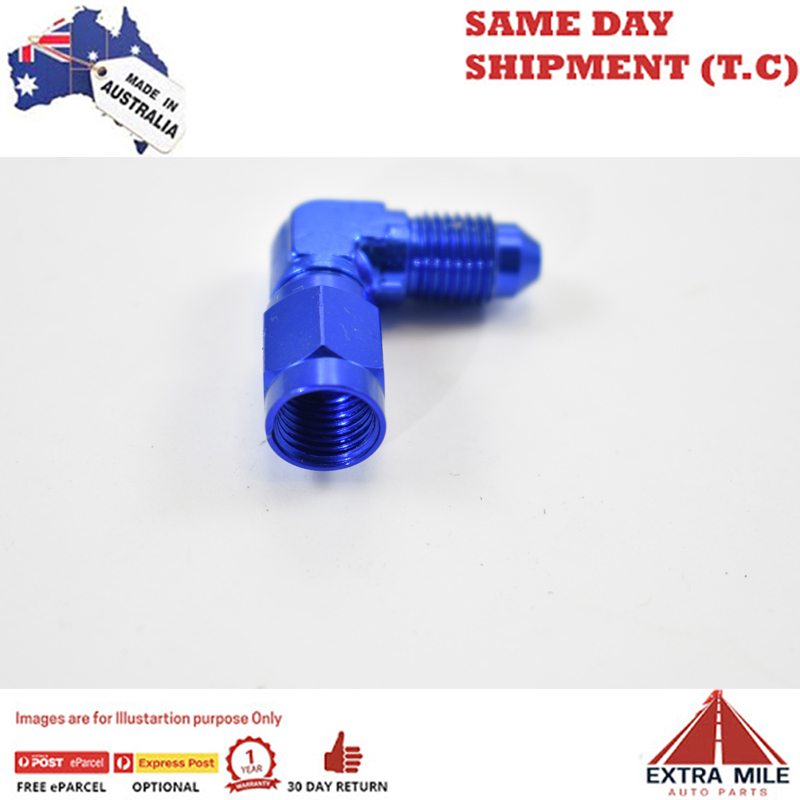 90 DEGREE FEMALE TO MALE AN SWIVEL ELBOW, -3ML X -3FM Blue