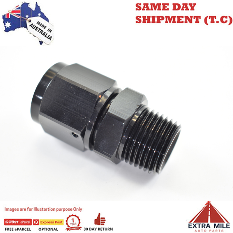 PIPE ADAPTOR MALE 1/2 NPT TO -10 FEM SWIVEL Black
