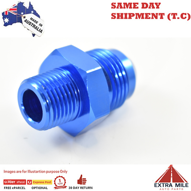 STRAIGHT MALE FLARE -12 TO 1/2 NPT PIPE ADAPTER Blue