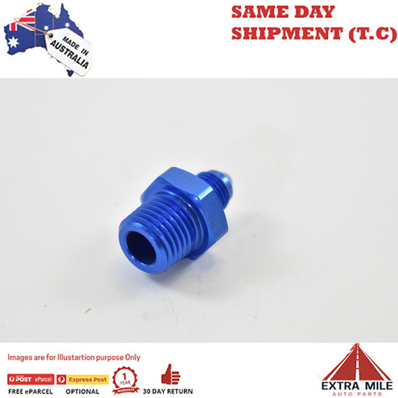 STRAIGHT MALE FLARE -3 TO 1/4 NPT PIPE ADAPTER Blue