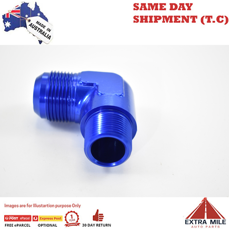 90° MALE FLARE -16 TO 1" NPT PIPE ADAPTER Blue