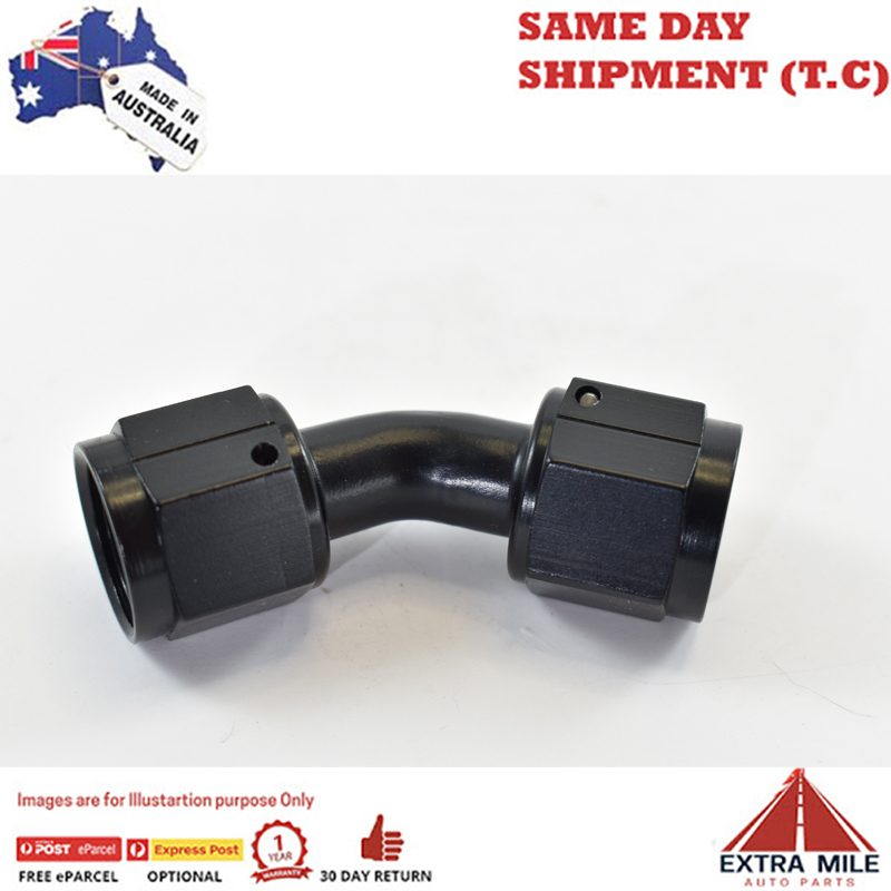 FEMALE SWIVEL COUPLER -8 x 45 DEGREE Black