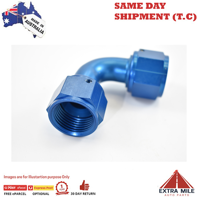 FEMALE SWIVEL COUPLER, -12 AN X 90 DEGREE Blue